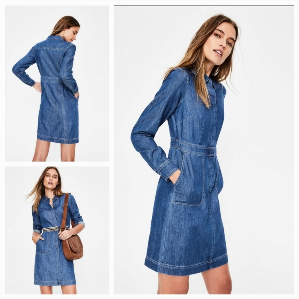 Boden Hattie Denim Dress Size 16 LONG